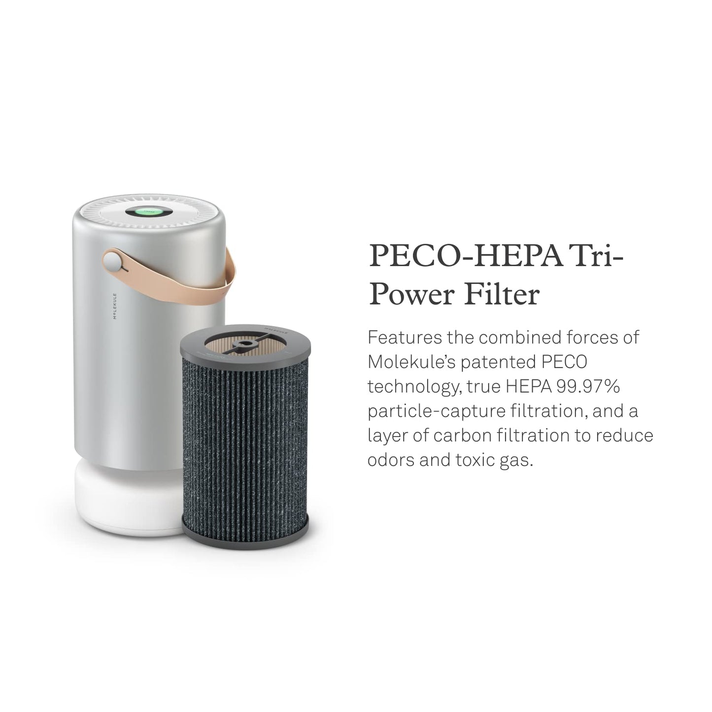 Molekule Air Pro | Air Purifier for Large Rooms up to 1000 sq. ft. w/PECO-HEPA Tri-Power Technology, for Allergens, Smoke, Mold, Bacteria, Viruses & Pollutants for Clean Air - Silver, Alexa-Compatible