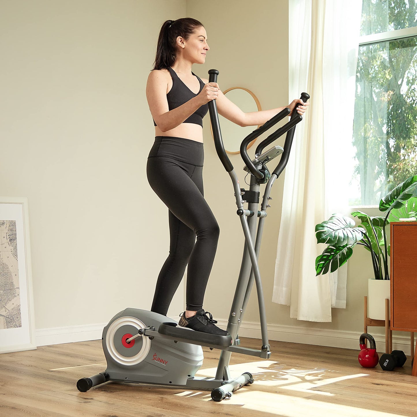 Sunny Health & Fitness Essentials Series Smart Elliptical Trainer with Exclusive SunnyFit® App Enhanced Bluetooth Connectivity - SF-E322002